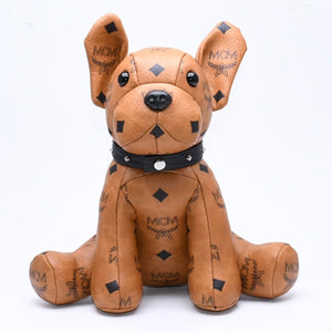 極美品 MCM エムシーエム ヴィセトス M pup ドール フレンチブルドッグ ぬいぐるみ インテリア 置物 PVC ブラウン 中古 4a006408