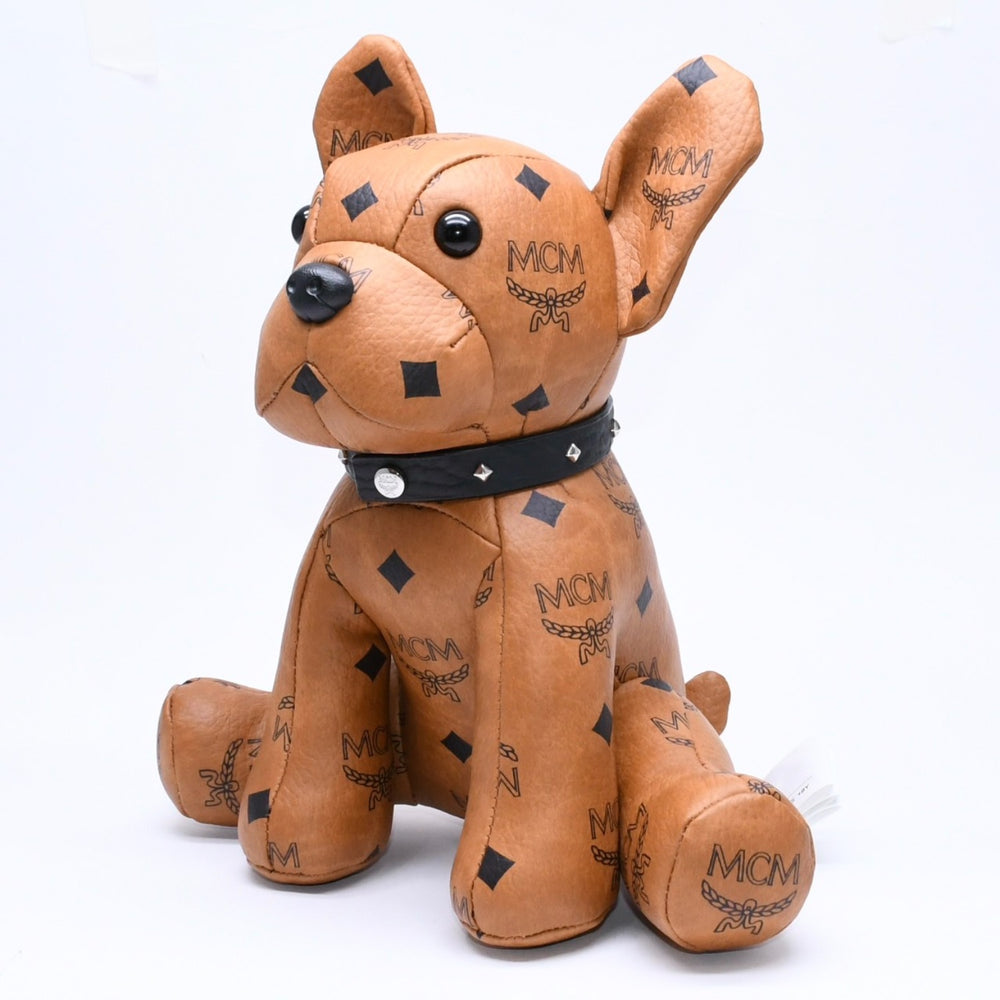 極美品 MCM エムシーエム ヴィセトス M pup ドール フレンチブルドッグ ぬいぐるみ インテリア 置物 PVC ブラウン 中古 4a006408