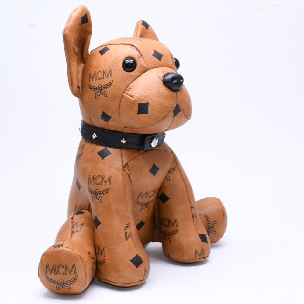極美品 MCM エムシーエム ヴィセトス M pup ドール フレンチブルドッグ ぬいぐるみ インテリア 置物 PVC ブラウン 中古 4a006408