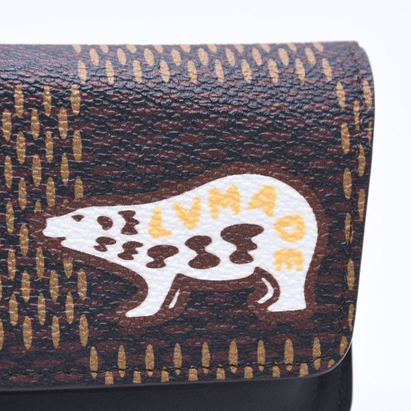 極美品 LOUIS VUITTON×NIGO ルイヴィトン ニゴ エテュイ リュネット ウッディー メガネケース GI0497 ブラウン シルバー金具 中古 4a006455