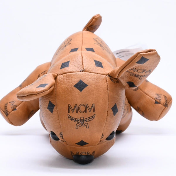 極美品 MCM エムシーエム ヴィセトス M pup ドール フレンチブルドッグ ぬいぐるみ インテリア 置物 PVC ブラウン 中古 4a006408
