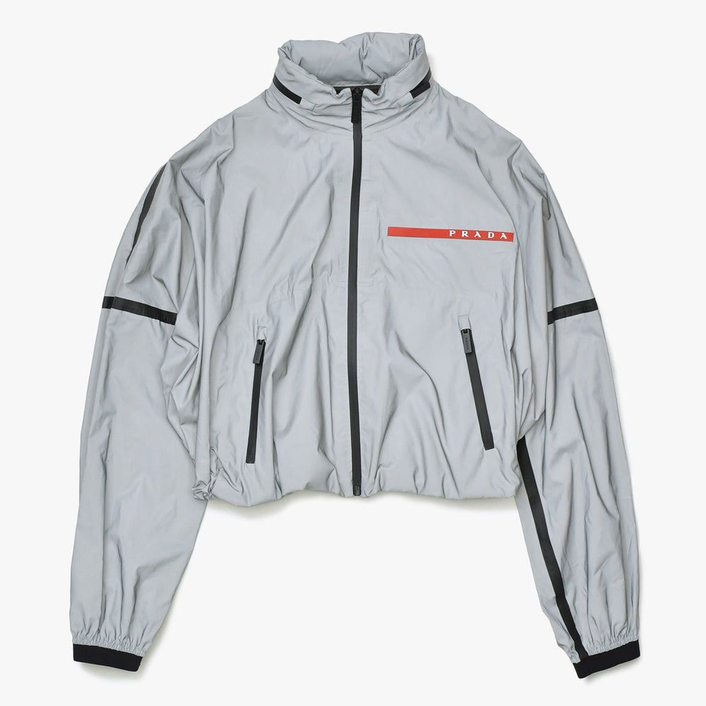 PRADA プラダ ブルゾン Linea Rossa Reflective Jacket リネア ロッサ リフレクティブ ジャケット グレー ブラック レッド 美品 中古 4a006463