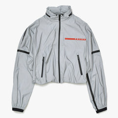 PRADA プラダ ブルゾン Linea Rossa Reflective Jacket リネア ロッサ リフレクティブ ジャケット グレー ブラック レッド 美品 中古 4a006463