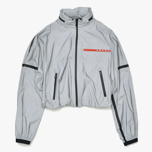 PRADA プラダ ブルゾン Linea Rossa Reflective Jacket リネア ロッサ リフレクティブ ジャケット グレー ブラック レッド 美品 中古 4a006463