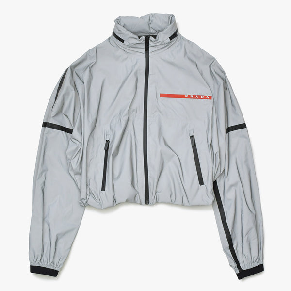 PRADA プラダ ブルゾン Linea Rossa Reflective Jacket リネア ロッサ リフレクティブ ジャケット グレー ブラック レッド 美品 中古 4a006463