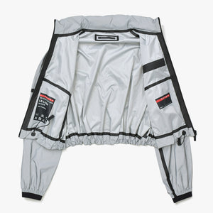 PRADA プラダ ブルゾン Linea Rossa Reflective Jacket リネア ロッサ リフレクティブ ジャケット グレー ブラック レッド 美品 中古 4a006463
