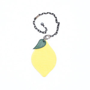 HERMES エルメス チャーム バッグチャーム レザー レモン Yellow イエロー Green グリーン シェーブル 美品 中古 4a006468