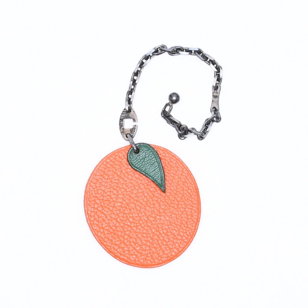 HERMES エルメス チャーム バッグチャーム レザー Orange オレンジ Green グリーン シェーブル 美品 中古 4a006469