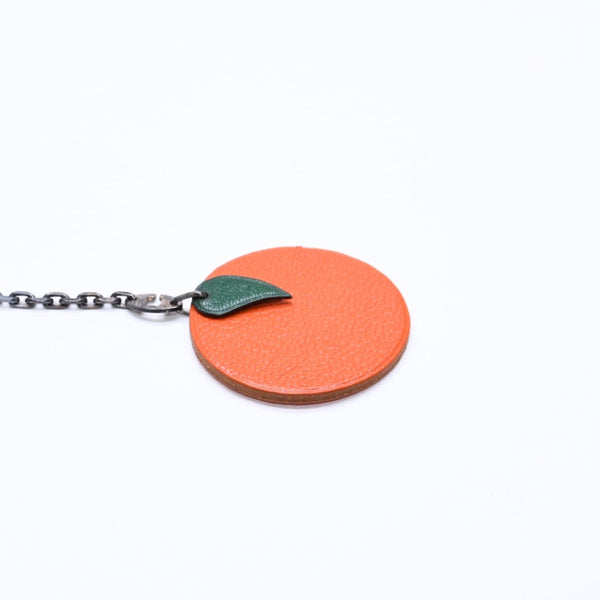 HERMES エルメス チャーム バッグチャーム レザー Orange オレンジ Green グリーン シェーブル 美品 中古 4a006469