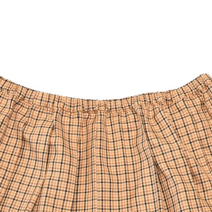 極美品 MIU MIU ミュウミュウ プリーツチェック ミニスカート MG2229 ベージュ ブラウン ブラッド柄 38サイズ Y2K 中古 4a006478