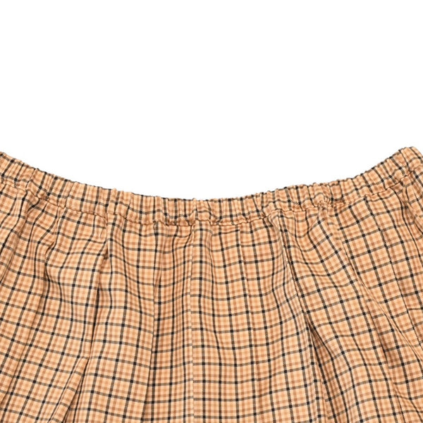 極美品 MIU MIU ミュウミュウ プリーツチェック ミニスカート MG2229 ベージュ ブラウン ブラッド柄 38サイズ Y2K 中古 4a006478