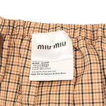 画像をギャラリービューアに読み込む, 極美品 MIU MIU ミュウミュウ プリーツチェック ミニスカート MG2229 ベージュ ブラウン ブラッド柄 38サイズ Y2K 中古 4a006478