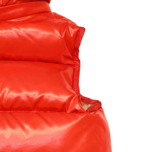 新品同様 BURBERRY LONDON ENGLAND バーバリー チルドレンズ キッズ用 フード付きダウンベスト サイズ18M(86cm) ノバチェック レッド ベージュ KIDS 中古 4a006315