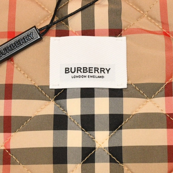 新品同様 BURBERRY LONDON ENGLAND バーバリー チルドレンズ キッズ用 フード付きダウンベスト サイズ18M(86cm) ノバチェック レッド ベージュ KIDS 中古 4a006315