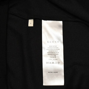 GUCCI グッチ ラグラン Tシャツ ベロア ロゴ サイズ L ブラック 596384 コットン ナイロン 美品 中古 4a006465