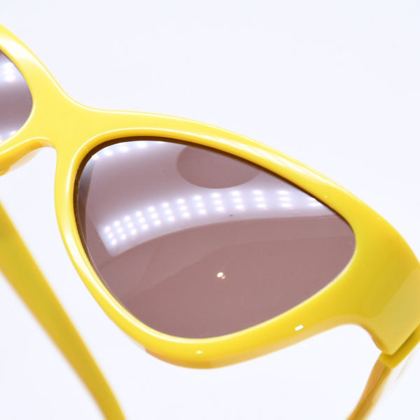 極美品 MIU MIU ミュウミュウ サングラス アイウェア SMU 09A キャットアイ イエロー ブラウン 中古 4a006482