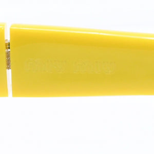 極美品 MIU MIU ミュウミュウ サングラス アイウェア SMU 09A キャットアイ イエロー ブラウン 中古 4a006482