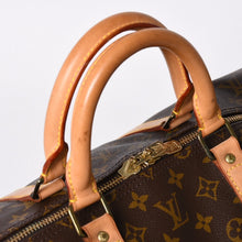 Load the image into the gallery viewer. 極美品 LOUIS VUITTON ルイヴィトン モノグラム キーポルバンドリエール55 2WAY ボストンバック M41414 ブラウン キャンバス 中古 4a006488