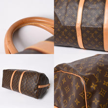 Load the image into the gallery viewer. 極美品 LOUIS VUITTON ルイヴィトン モノグラム キーポルバンドリエール55 2WAY ボストンバック M41414 ブラウン キャンバス 中古 4a006488