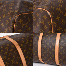 Load the image into the gallery viewer. 極美品 LOUIS VUITTON ルイヴィトン モノグラム キーポルバンドリエール55 2WAY ボストンバック M41414 ブラウン キャンバス 中古 4a006488