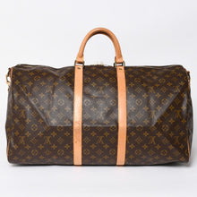 Load the image into the gallery viewer. 極美品 LOUIS VUITTON ルイヴィトン モノグラム キーポルバンドリエール55 2WAY ボストンバック M41414 ブラウン キャンバス 中古 4a006488