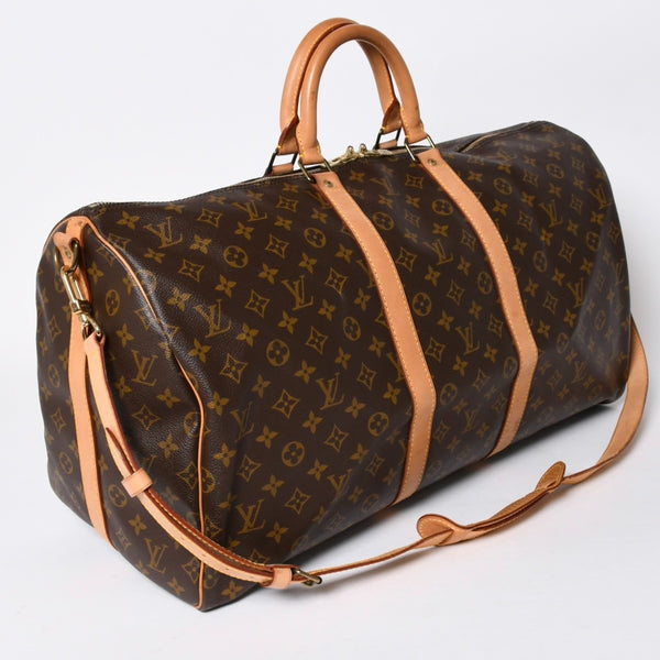 極美品 LOUIS VUITTON ルイヴィトン モノグラム キーポルバンドリエール55 2WAY ボストンバック M41414 ブラウン キャンバス 中古 4a006488