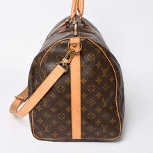 Load the image into the gallery viewer. 極美品 LOUIS VUITTON ルイヴィトン モノグラム キーポルバンドリエール55 2WAY ボストンバック M41414 ブラウン キャンバス 中古 4a006488