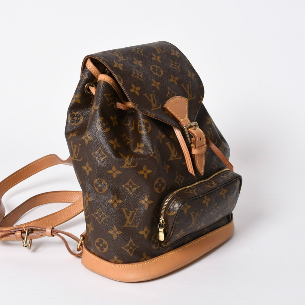 極美品 LOUIS VUITTON ルイヴィトン モンスリMM バックパック M51136 ブラウン モノグラム PVC ゴールド金具 中古 4a006492