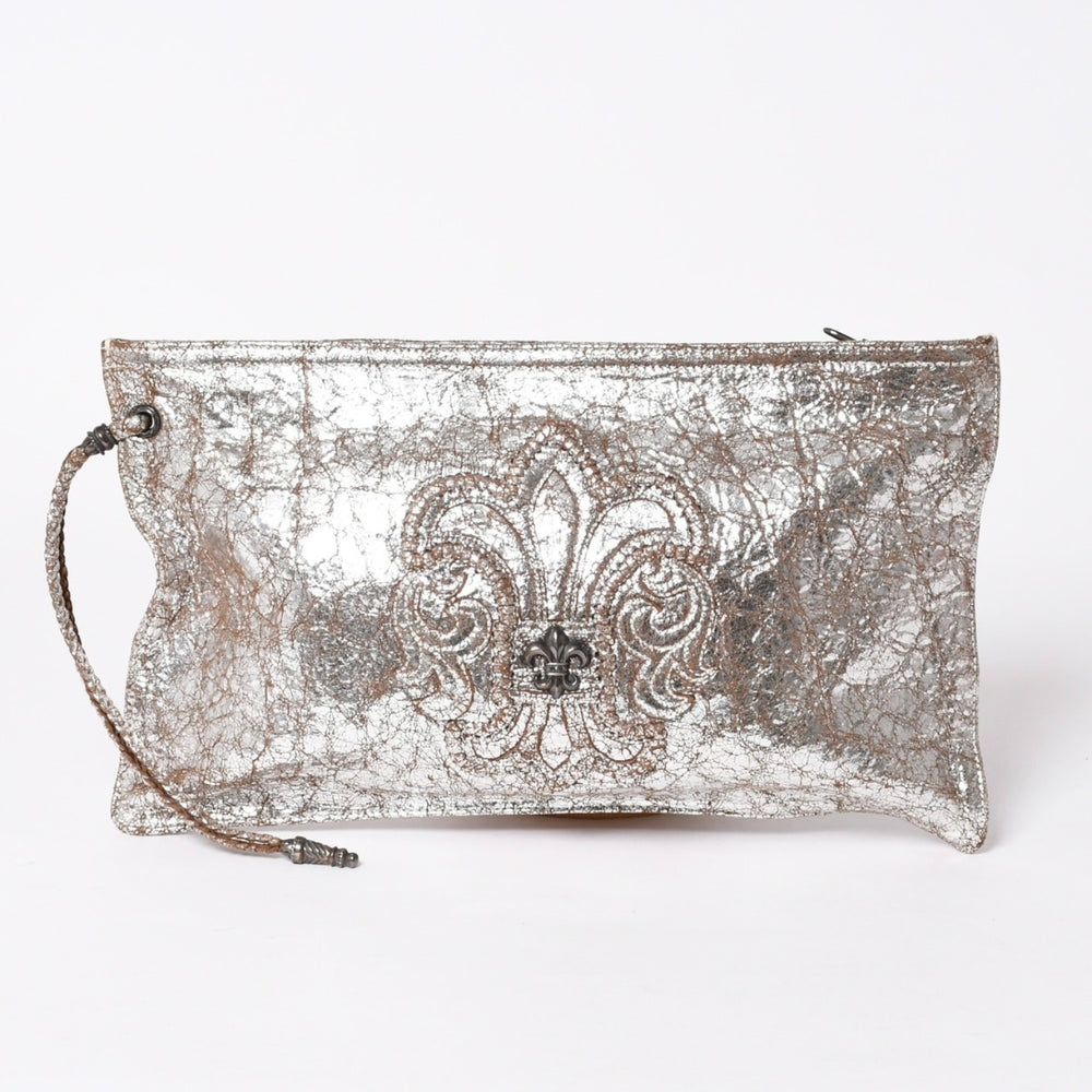 CHROME HEARTS クロムハーツ BSフレア クラッチバッグ フラットバッグ シルバー925 メタリックシルバー金具 良品 中古 4a006473