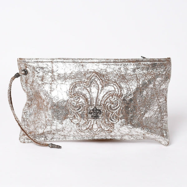CHROME HEARTS クロムハーツ BSフレア クラッチバッグ フラットバッグ シルバー925 メタリックシルバー金具 良品 中古 4a006473