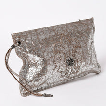 Load the image into the gallery viewer. CHROME HEARTS クロムハーツ BSフレア クラッチバッグ フラットバッグ シルバー925 メタリックシルバー金具 良品 中古 4a006473