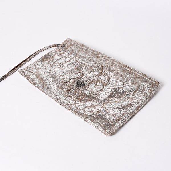 CHROME HEARTS クロムハーツ BSフレア クラッチバッグ フラットバッグ シルバー925 メタリックシルバー金具 良品 中古 4a006473