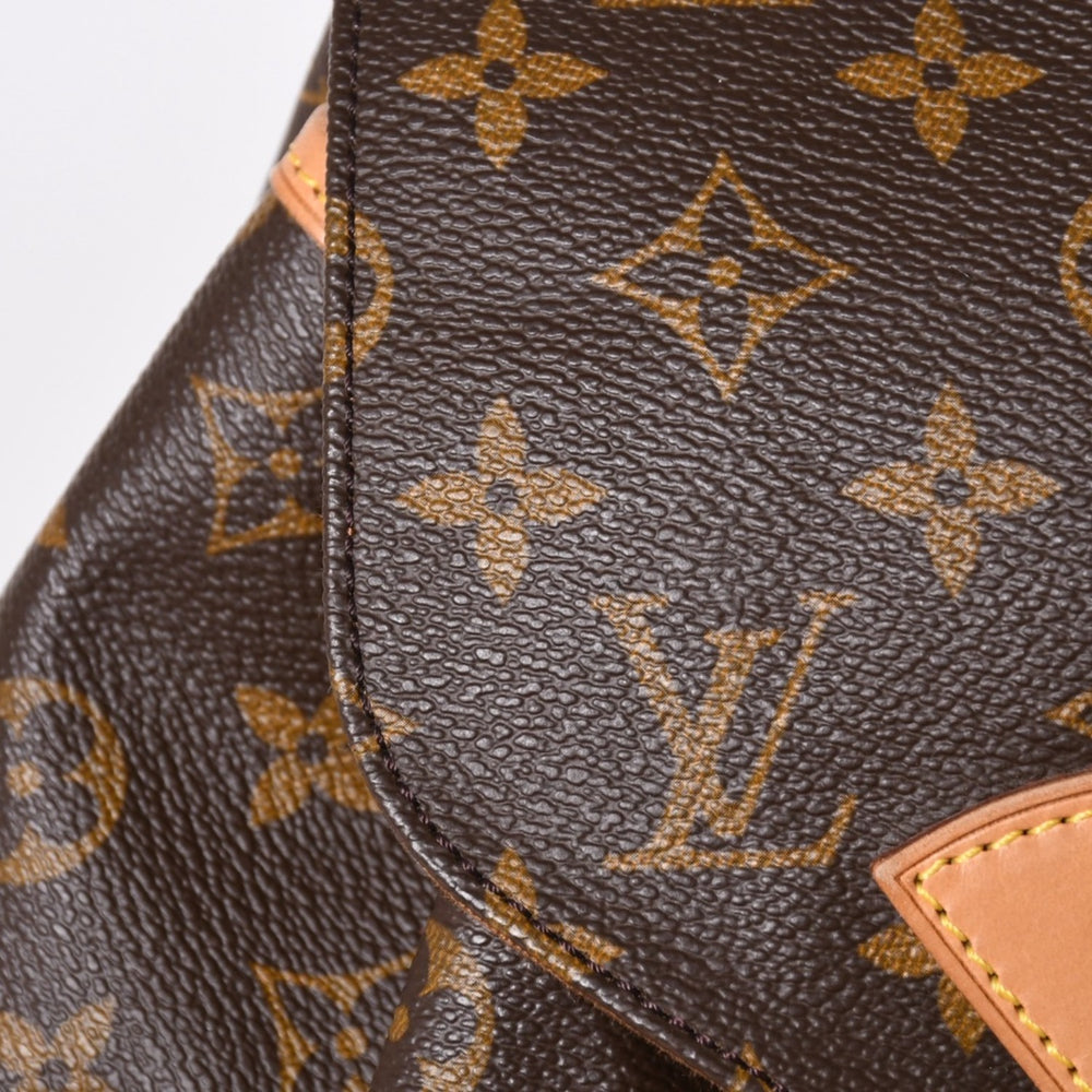 極美品 LOUIS VUITTON ルイヴィトン モンスリMM バックパック M51136 ブラウン モノグラム PVC ゴールド金具 中古 4a006492