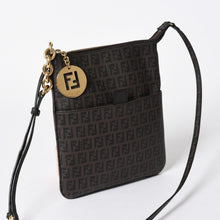将图片加载到图库查看器中。 極美品 FENDI フェンディ ズッキーノ ショルダーバッグ FFロゴ イタリア製 PVC ブラウン ゴールド金具 中古 4a006501