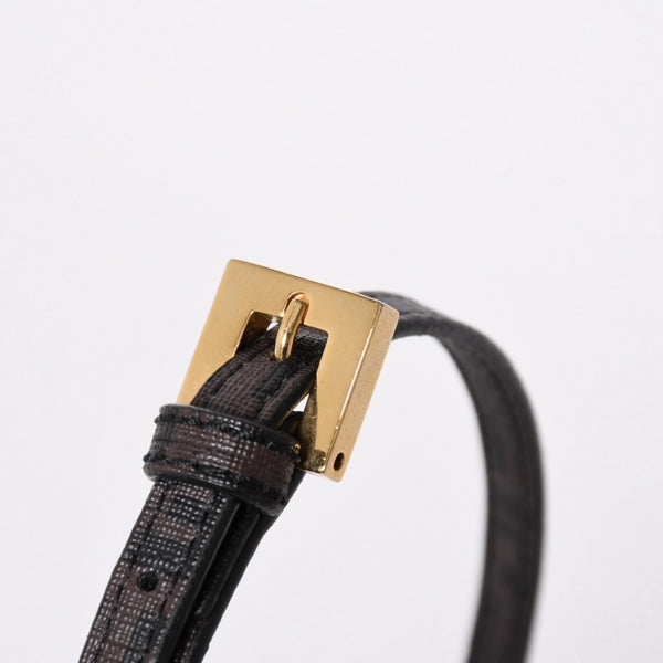 極美品 FENDI フェンディ ズッキーノ ショルダーバッグ FFロゴ イタリア製 PVC ブラウン ゴールド金具 中古 4a006501