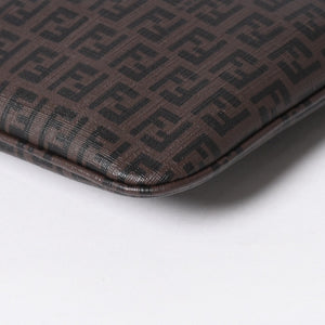 極美品 FENDI フェンディ ズッキーノ ショルダーバッグ FFロゴ イタリア製 PVC ブラウン ゴールド金具 中古 4a006501