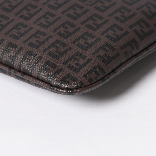極美品 FENDI フェンディ ズッキーノ ショルダーバッグ FFロゴ イタリア製 PVC ブラウン ゴールド金具 中古 4a006501