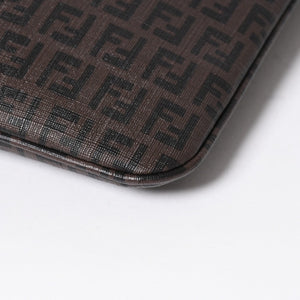 極美品 FENDI フェンディ ズッキーノ ショルダーバッグ FFロゴ イタリア製 PVC ブラウン ゴールド金具 中古 4a006501