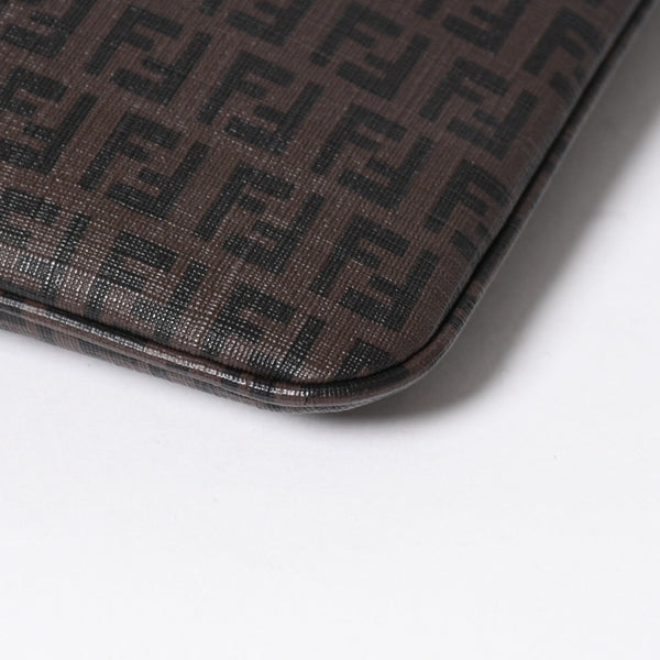 極美品 FENDI フェンディ ズッキーノ ショルダーバッグ FFロゴ イタリア製 PVC ブラウン ゴールド金具 中古 4a006501