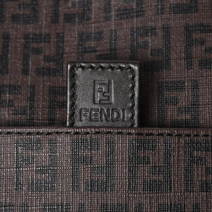 極美品 FENDI フェンディ ズッキーノ ショルダーバッグ FFロゴ イタリア製 PVC ブラウン ゴールド金具 中古 4a006501