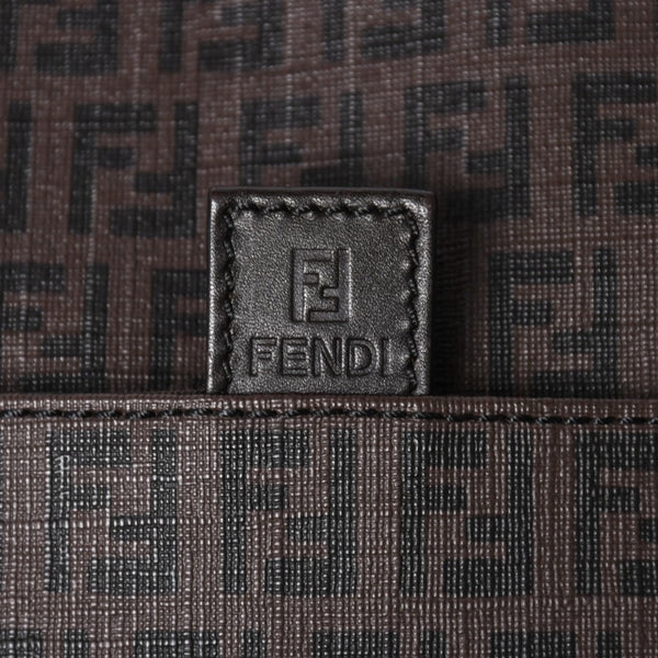 極美品 FENDI フェンディ ズッキーノ ショルダーバッグ FFロゴ イタリア製 PVC ブラウン ゴールド金具 中古 4a006501