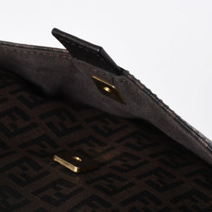 極美品 FENDI フェンディ ズッキーノ ショルダーバッグ FFロゴ イタリア製 PVC ブラウン ゴールド金具 中古 4a006501