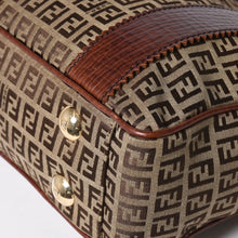 Load the image into the gallery viewer. FENDI フェンディ ズッキーノ ハンドバッグ トートバッグ 8BH16I キャンバス レザー ベージュ ブラウン ゴールド金具 美品 中古 4a006514