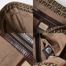Load the image into the gallery viewer. FENDI フェンディ ズッキーノ ハンドバッグ トートバッグ 8BH16I キャンバス レザー ベージュ ブラウン ゴールド金具 美品 中古 4a006514