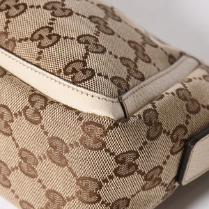 極美品 GUCCI グッチ アビー ワンショルダーバッグ 130939 GGキャンバス レザー ベージュ アイボリー ゴールド金具 中古 4a006507