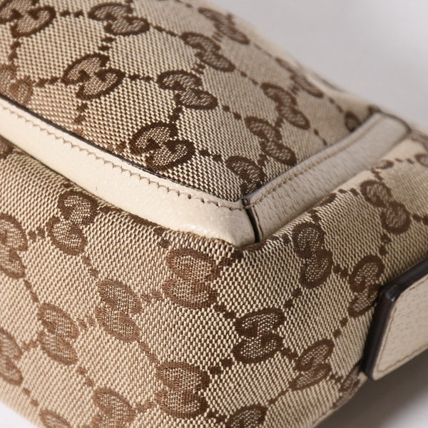 極美品 GUCCI グッチ アビー ワンショルダーバッグ 130939 GGキャンバス レザー ベージュ アイボリー ゴールド金具 中古 4a006507