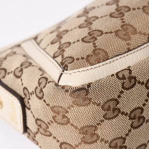 極美品 GUCCI グッチ アビー ワンショルダーバッグ 130939 GGキャンバス レザー ベージュ アイボリー ゴールド金具 中古 4a006507