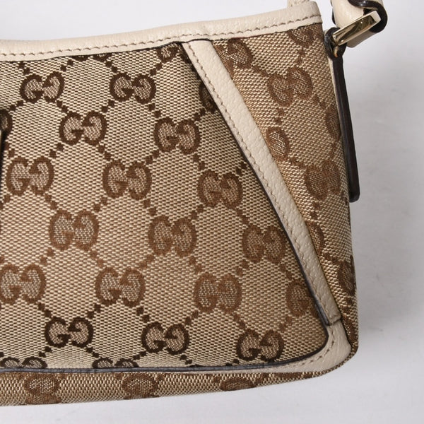 極美品 GUCCI グッチ アビー ワンショルダーバッグ 130939 GGキャンバス レザー ベージュ アイボリー ゴールド金具 中古 4a006507