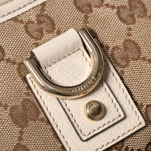 極美品 GUCCI グッチ アビー ワンショルダーバッグ 130939 GGキャンバス レザー ベージュ アイボリー ゴールド金具 中古 4a006507