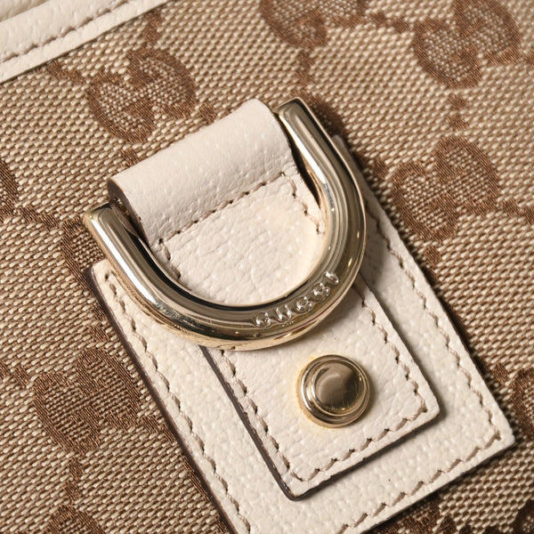 極美品 GUCCI グッチ アビー ワンショルダーバッグ 130939 GGキャンバス レザー ベージュ アイボリー ゴールド金具 中古 4a006507